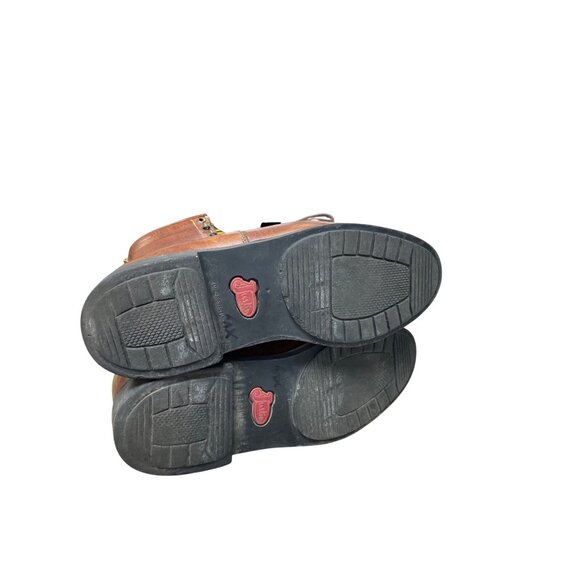 Justin Workboot mens brown leather mid calf work boots Sz 9.5B SKU 9769 - Picture 5 of 16